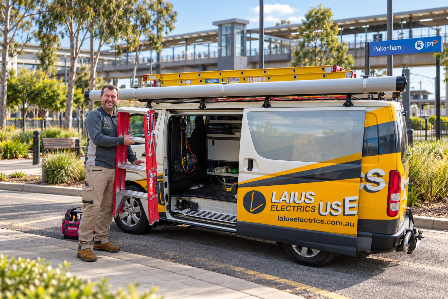 Laius Electrics van at Pakenham station